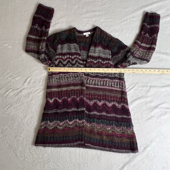 J. Jill Womens Wool Blend Cardigan Sweater Sz S Multicolor Lagenlook Artsy Gypsy - Picture 6 of 8